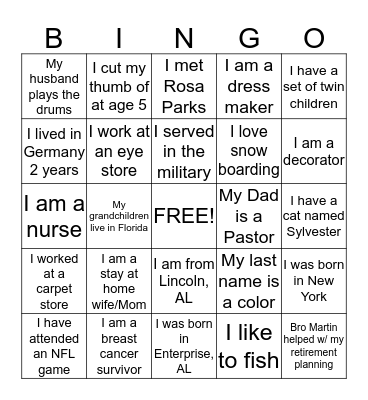 New Bethel Women's Ministry Bingo January 2015 Bingo Card