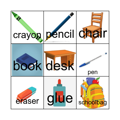 School Objects Bingo Card