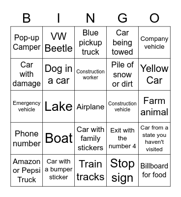CAR Bingo Card