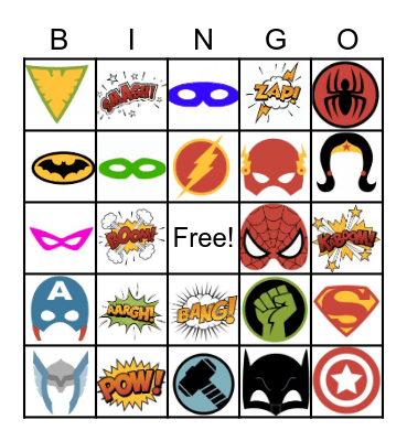 Superhero Bingo Card