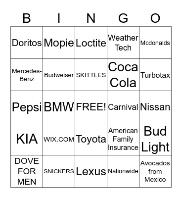 SUPER BOWL 2015 Bingo Card