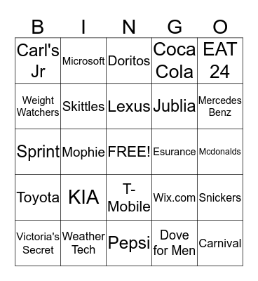 SUPER BOWL 2015 Bingo Card