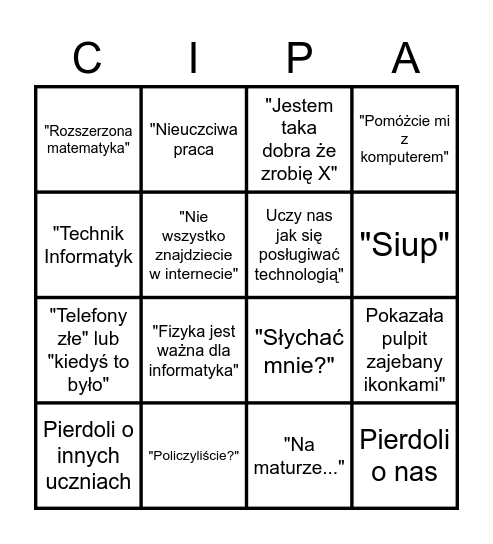 Bingo Śniecińskiej Bingo Card