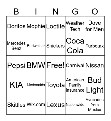 SUPER BOWL 2015 Bingo Card