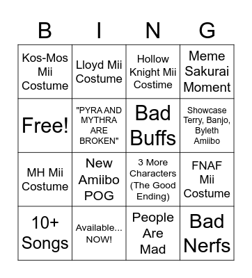 Pyra/Mythra Bingo Card Bingo Card