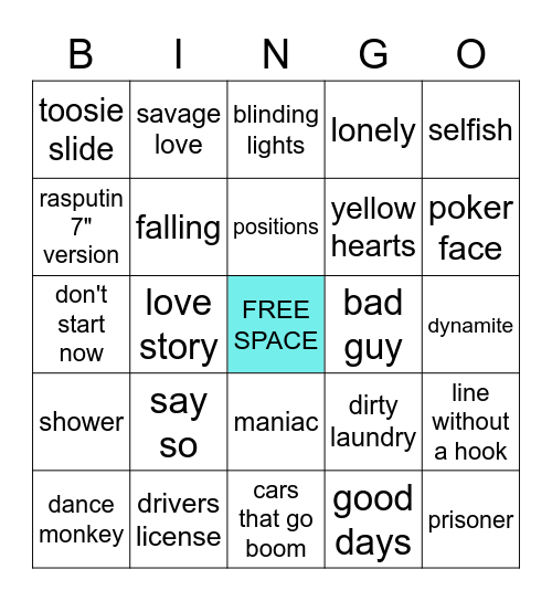 TikTok Bingo Card