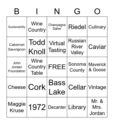 Jordan VIP Members Bingo Happy Hour! Bingo Card