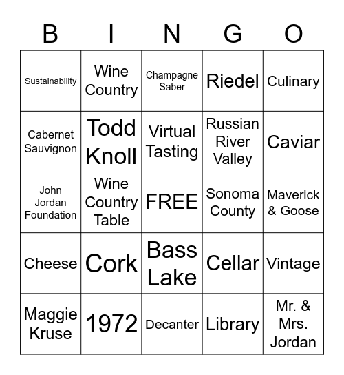 Jordan VIP Members Bingo Happy Hour! Bingo Card