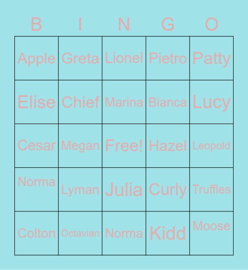 Animal crossing bingo Card