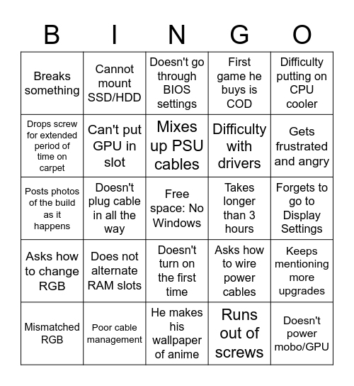 ALH Computing Bingo Card