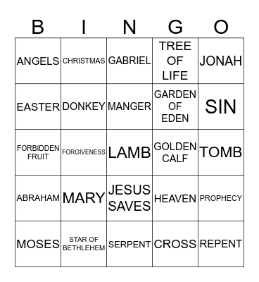 JESUS Bingo Card