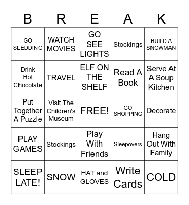 WINTER Bingo Card