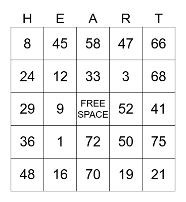 VALENTINE'S DAY BINGO Card