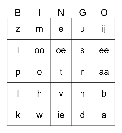 letters tot kern 4 Bingo Card