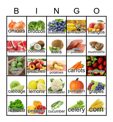 Fruits & Vegetables Bingo Card