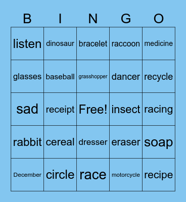 r and s Bingo Card