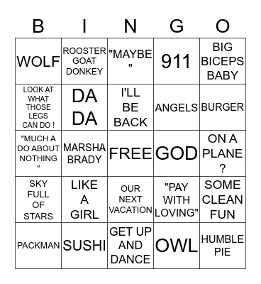 Super Bowl Bingo  Bingo Card