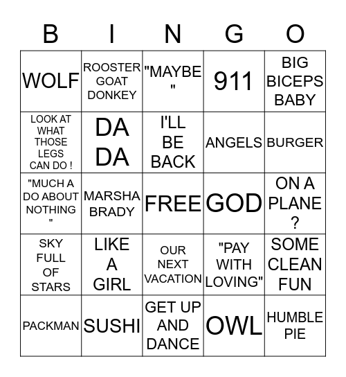 Super Bowl Bingo  Bingo Card