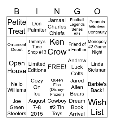 Hallmark - New for 2015 Bingo Card