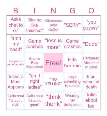 Techni Bingo Card