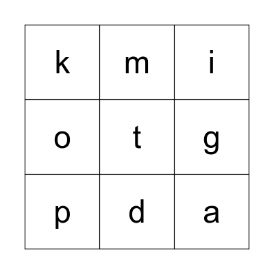 Letters and Sounds Bingo (satpinmdgock) Bingo Card