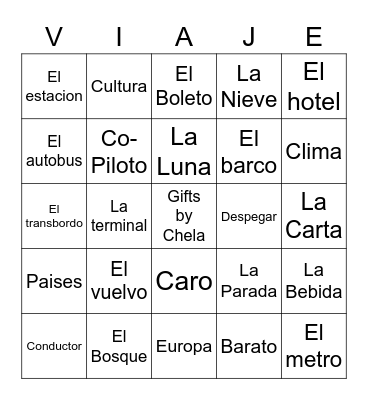 Bingo Night with Gifts By Chela Bingo Card