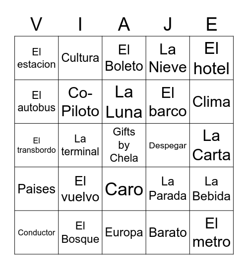 Bingo Night with Gifts By Chela Bingo Card