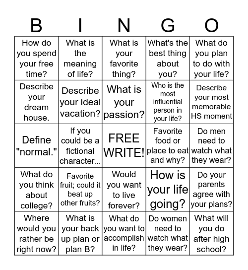Untitled Bingo Card