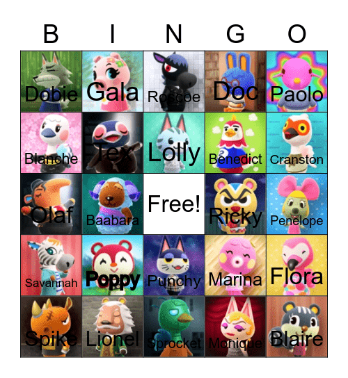 Animal crossing bingo! Bingo Card