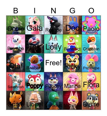 Animal crossing bingo! Bingo Card