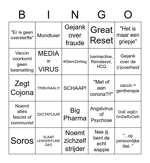 Wappie Bingo Card