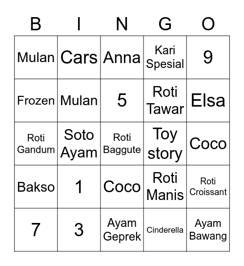 Shuhua Bingo Card