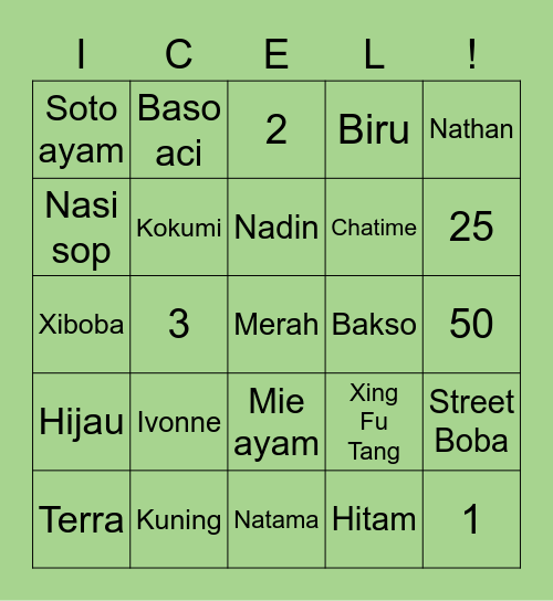 Bismillahirrahmanirrahim. Ya Allah. ALLAHU AKBAR! Bingo Card