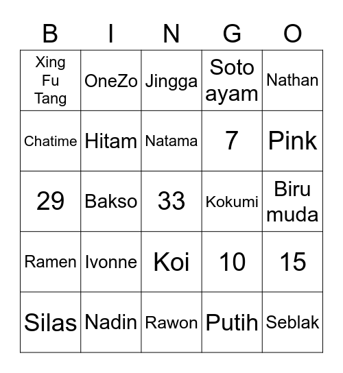 Ladèlle Bingo Card