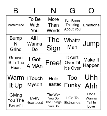 90s Hits Bingo Card