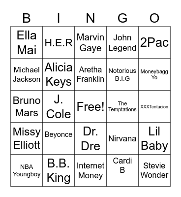 Black Music & Musicians Bingo Card