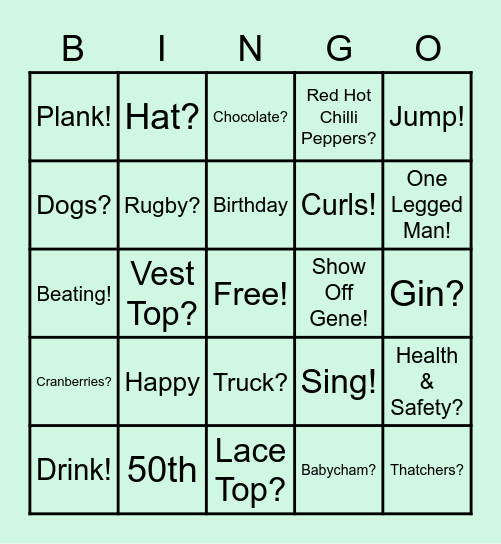 Shell's 50th Bingo Card