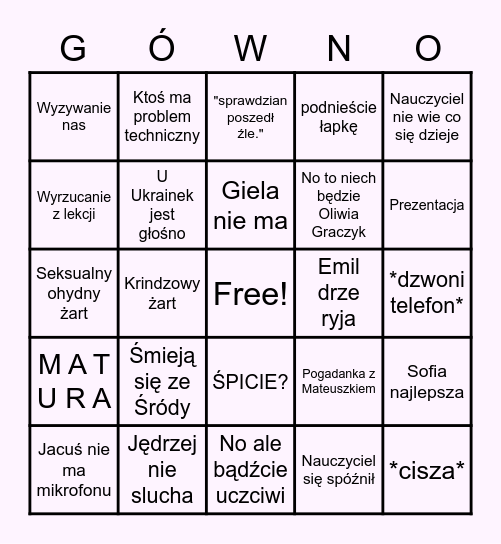 1R bingo Card