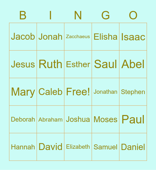 Bible Characters Bingo Card