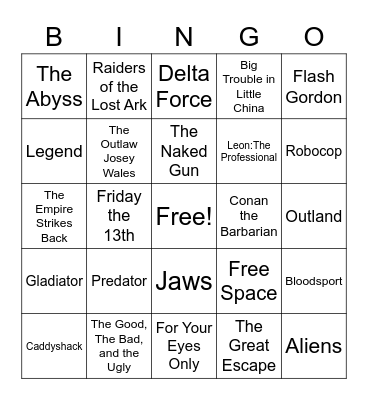 Favorite movies Bingo Card