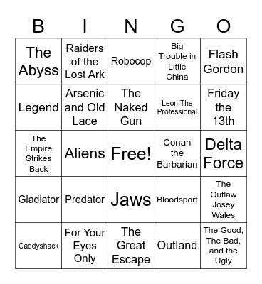 Favorite Movies Bingo Card