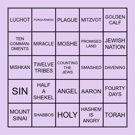 PARSHA BINGO!!! Bingo Card