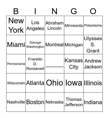 Atomic Sounds Bingo/Trivia Bingo Card