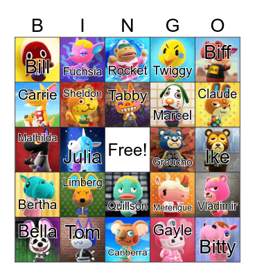 Animal Crossing Bingo Card