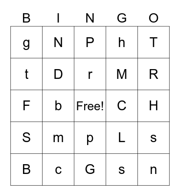 Alphabet Bingo Card
