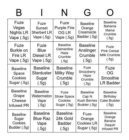 Untitled Bingo Card