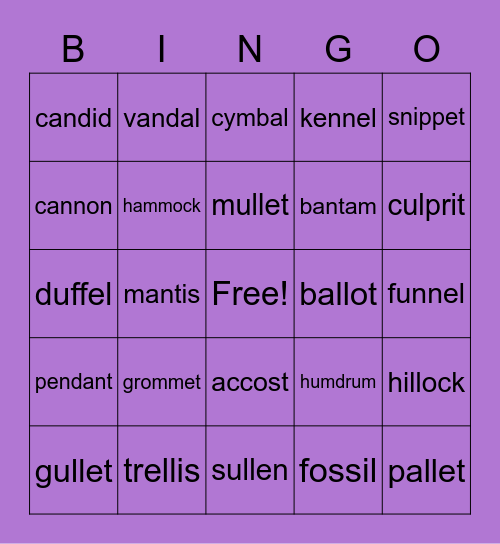 cvc/cvc 2 Bingo Card