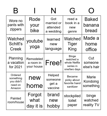 COVID Bingo Card