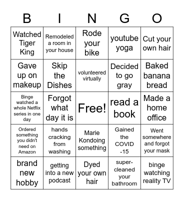 COVID Bingo Card