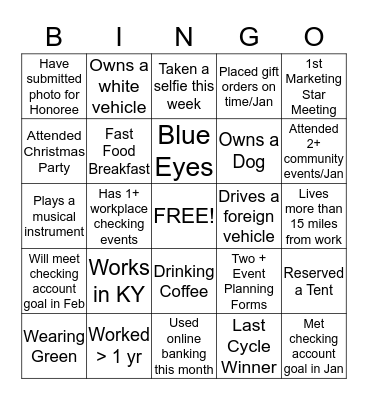 Marketing Star Bingo Card